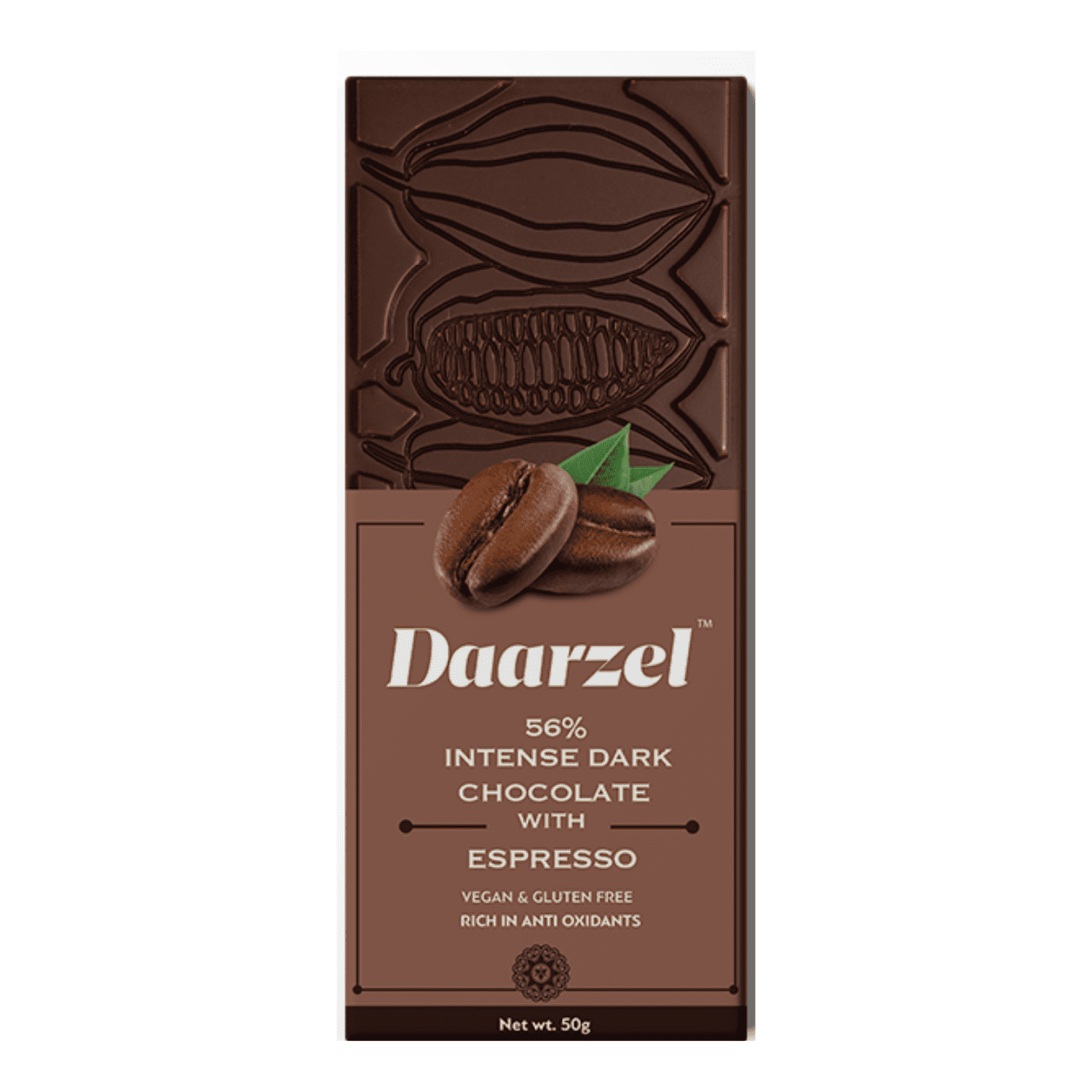 Daarzel  56 Intense Dark Chocolate with Espresso  Vegan & Gluten Free  50 g
