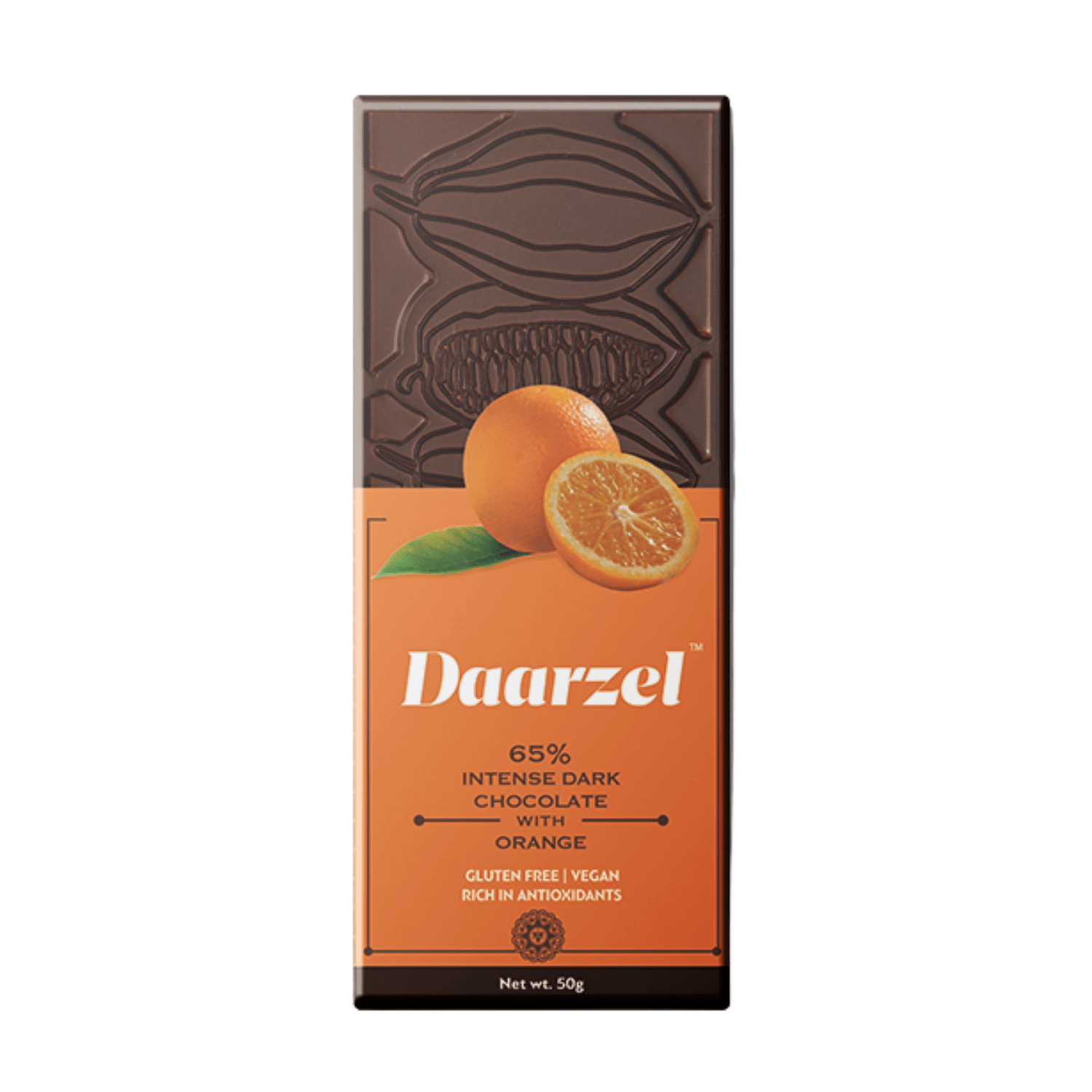 Daarzel  70 Dark Chocolate Bar with Orange  Vegan & Gluten Free  50 g
