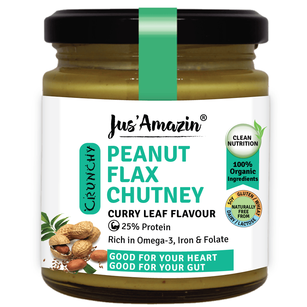 Crunchy Organic Peanut Flax Chutney  Curry Leaf Flavour 200g